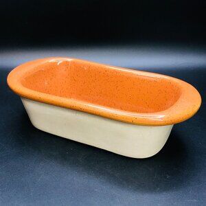 80s Bennington Potters Bread Loaf Pan, Vintage Vermont Pottery, Rusty Orange Iro